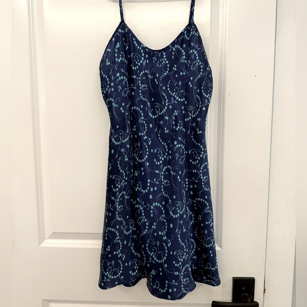 Satin blue floral dress